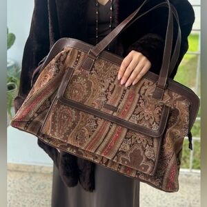 Elegant Jamaica Bay Man Made Leather Trim Paisley Overnight Bag